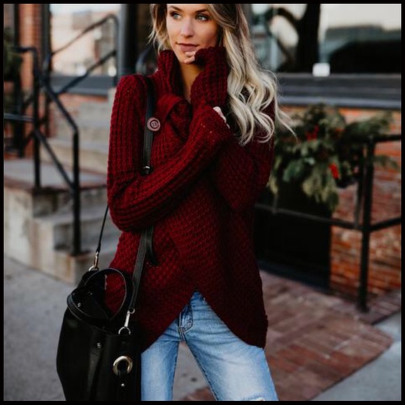 Button Cowl-Neck Sweater - Picture 6 of 7